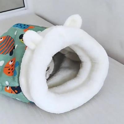 Теплый спальный мешок для кошек, мягкая кровать для кошек, удобный туннель, закрытое гнездо для кошек, прекрасное гнездо для кошек 2,5–7 кг, аксессуары для кошек