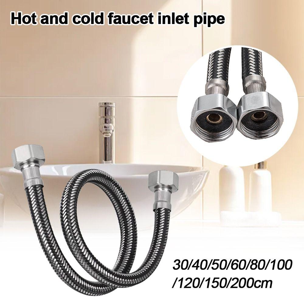 Stainless Steel Flexible Braided Hose 30-200cm Leak-Proof Faucet Water Pipe Universal Interface 1/2 Inch Explosion-Proof Hose