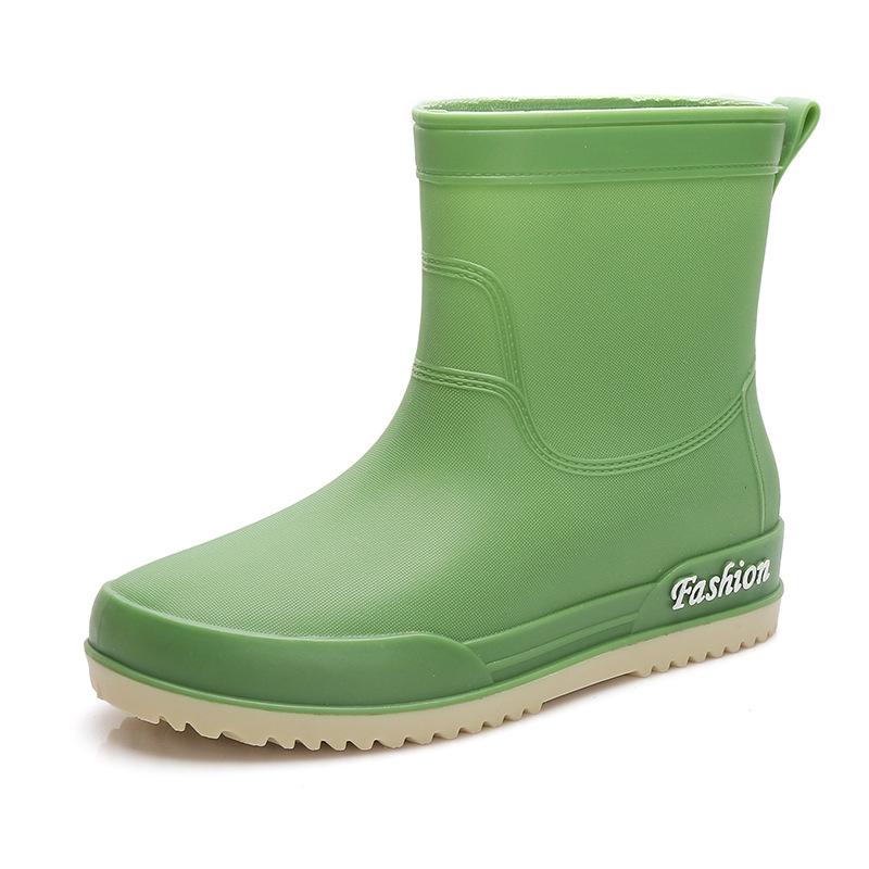 Fashion outer wear water shoes waterproof and non-slip rain shoes women's summer rubber shoes short tube sweet new velvet water boots rain boots