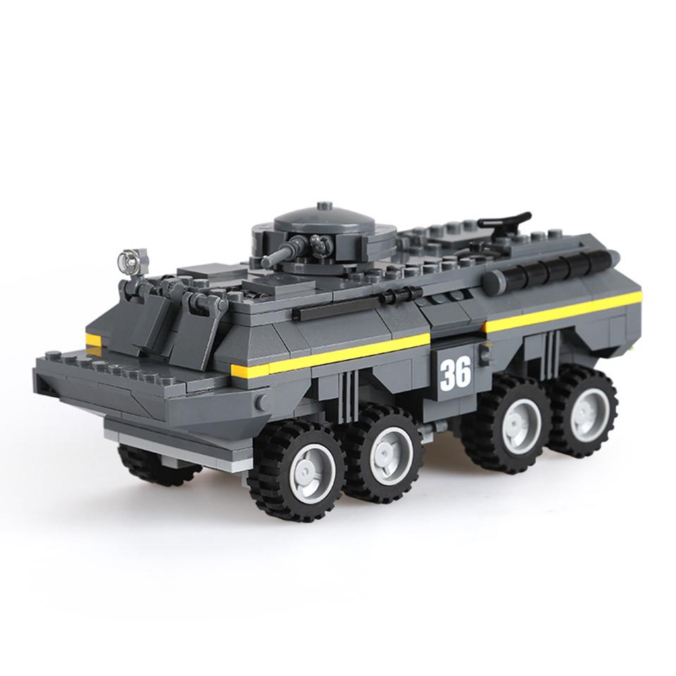 384pcs Armored Car Building Block Sets Military Tank Soldiers Bricks Assembling Educational Toy Gift