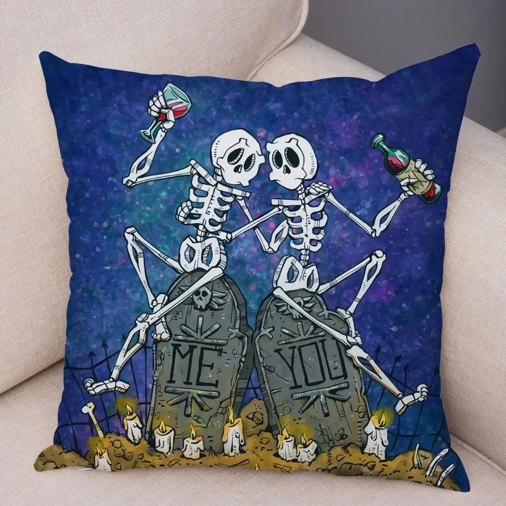 Милая мультяшная наволочка с красочным черепом, на подушку, для автомобиля, дивана, домашнего декора