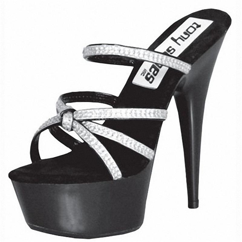 15 см тонкий каблук водонепроницаемые тапочки на высоком каблуке для стола 2025 лето новая мода рыбий рот слово прохладные тапочки женщины