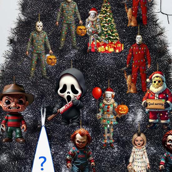 Хэллоуин Адвент-календарь 2025 24-дневный календарь обратного отсчета с коллекционными акриловыми подвесками Тема ужасов Обратный отсчет