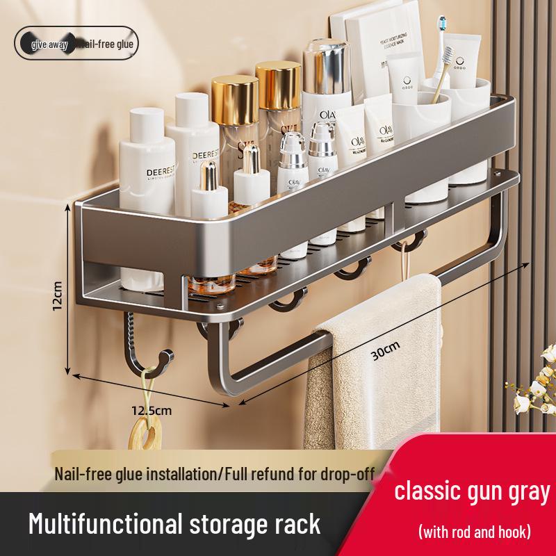 Настенная полка для ванной без сверления и органайзер для косметики