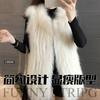 Haining зима новый искусственный мех енота плетеные полоски искусственный мех жилет короткая искусственный мех лисицы куртка женская одежда
