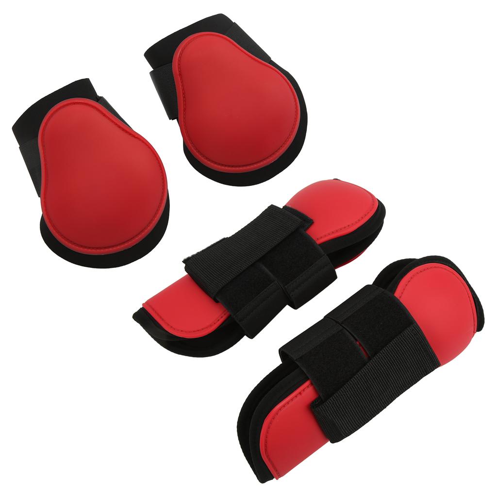 4pcs Horse Front Hind Leg Boots PU Shell Horse Tendon Boots for Horse Training Jumping RunningRed