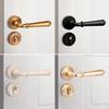 Nordic Style Bedroom Solid Wood Door Silent Handle Split Lock