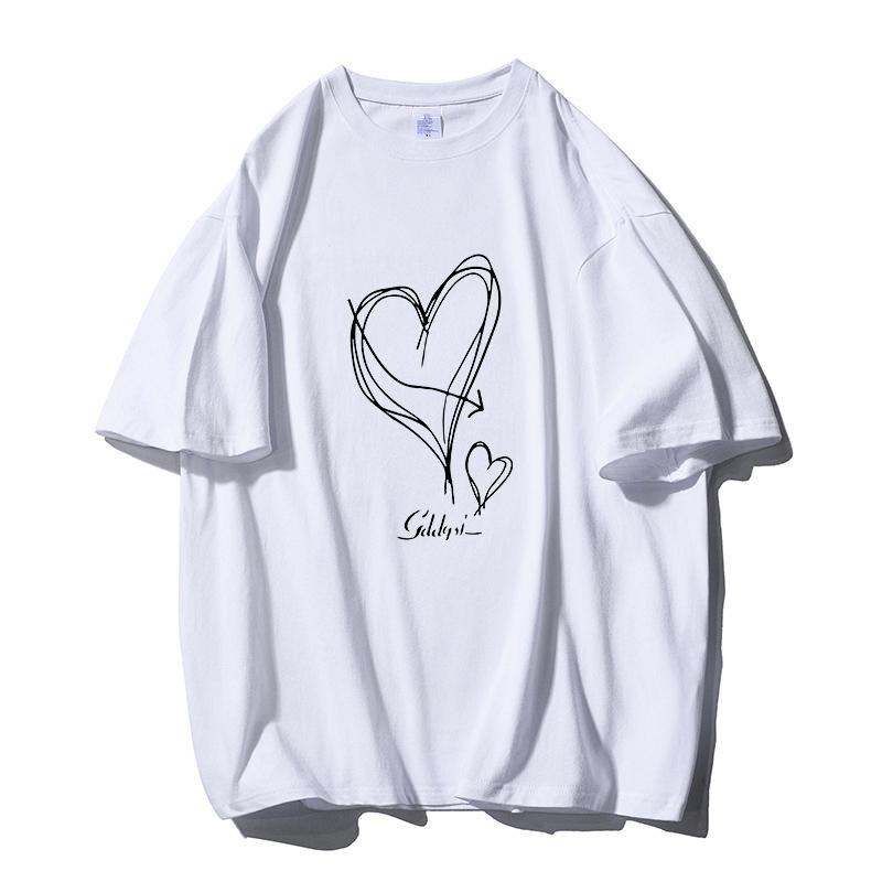 Shellsuning Kawaii футболки с принтом в виде сердца женские летние простые свободные футболки с круглым вырезом повседневные хлопковые женские топы на мягкой основе