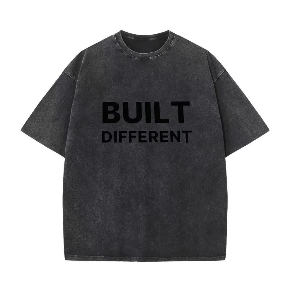 Мужская футболка с принтом Streetwear Мода Хлопковая футболка с коротким рукавом Круглый вырез Свободный крой Винтажный принт Молодежные повседневные топы