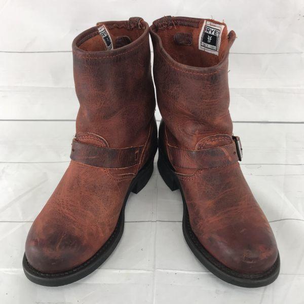 FRYE Натуральная кожа Инженерные ботинки [23.0 / Коричневый] Женские Регулируемый ремень Маслостойкая подошва Короткие ботинки(ИСПОЛЬЗОВАЛ)