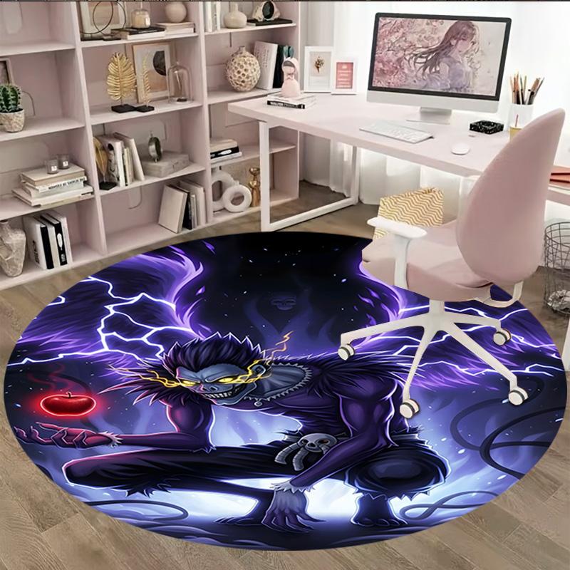 1pc D-Death Note Carpet, Round Rug, Comfortable, Suitable for Entryways, Living Rooms, Office, And Bedrooms, Christmas Decoration