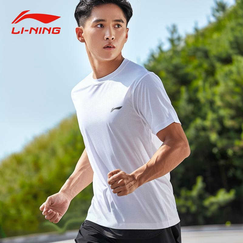 Мужские футболки Li Ning с круглым вырезом, умеренного прямого кроя, ATSU827