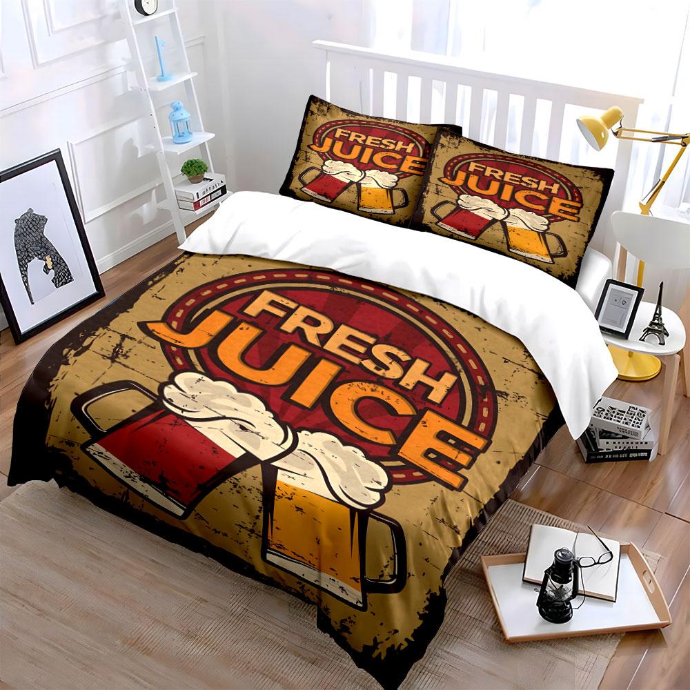 "Fresh Juice mugs graphic." Bedding sets Duvet cover sets Duvet covers Pillowcases(1 * Duvet Cover 2 * Pillowcases without duvet insert)