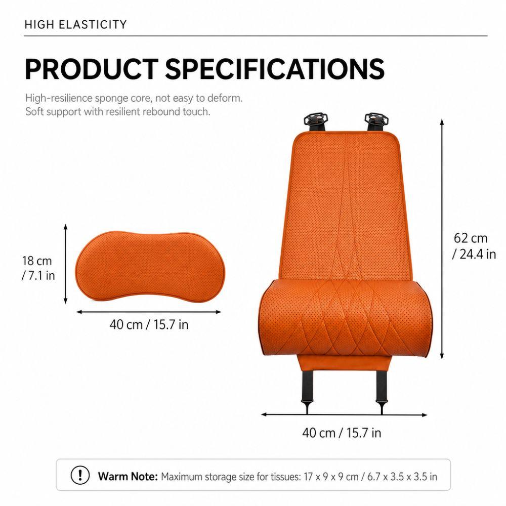 Leather Integrated Lumbar Leg Support Mat Memory Foam Extended Seat Cushion  Vehicle Universal