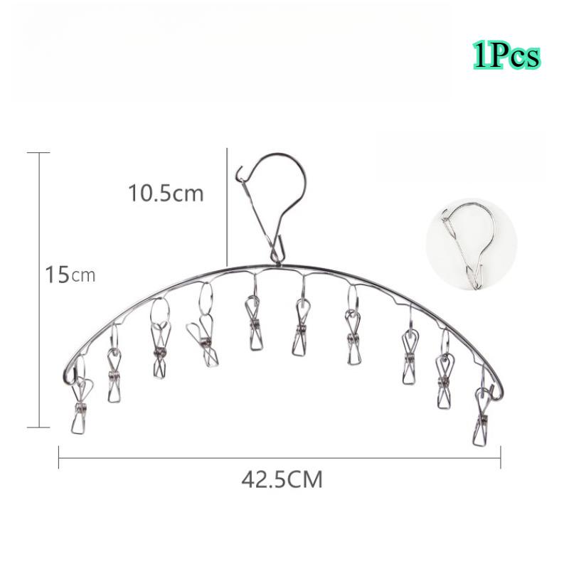 1 шт., несколько зажимов, вешалка для сушки одежды из нержавеющей стали, ветрозащитная вешалка для одежды, зажимы для носков, вешалка для белья, держатель для носков