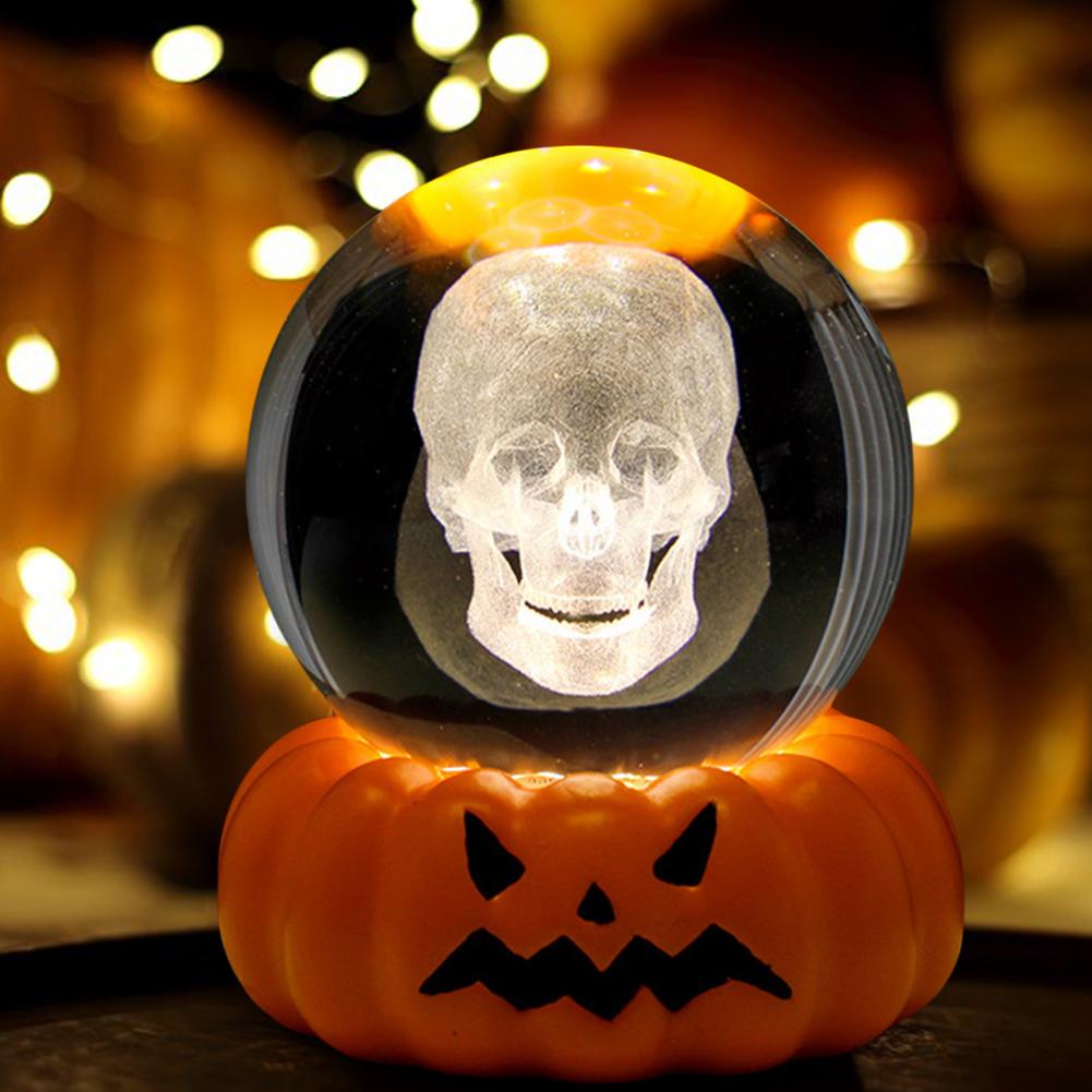 6 см 3D хрустальный шар хрустальная тыква ночник лазерная гравировка череп привидение дом с привидениями подарок на день рождения украшение для домашнего стола