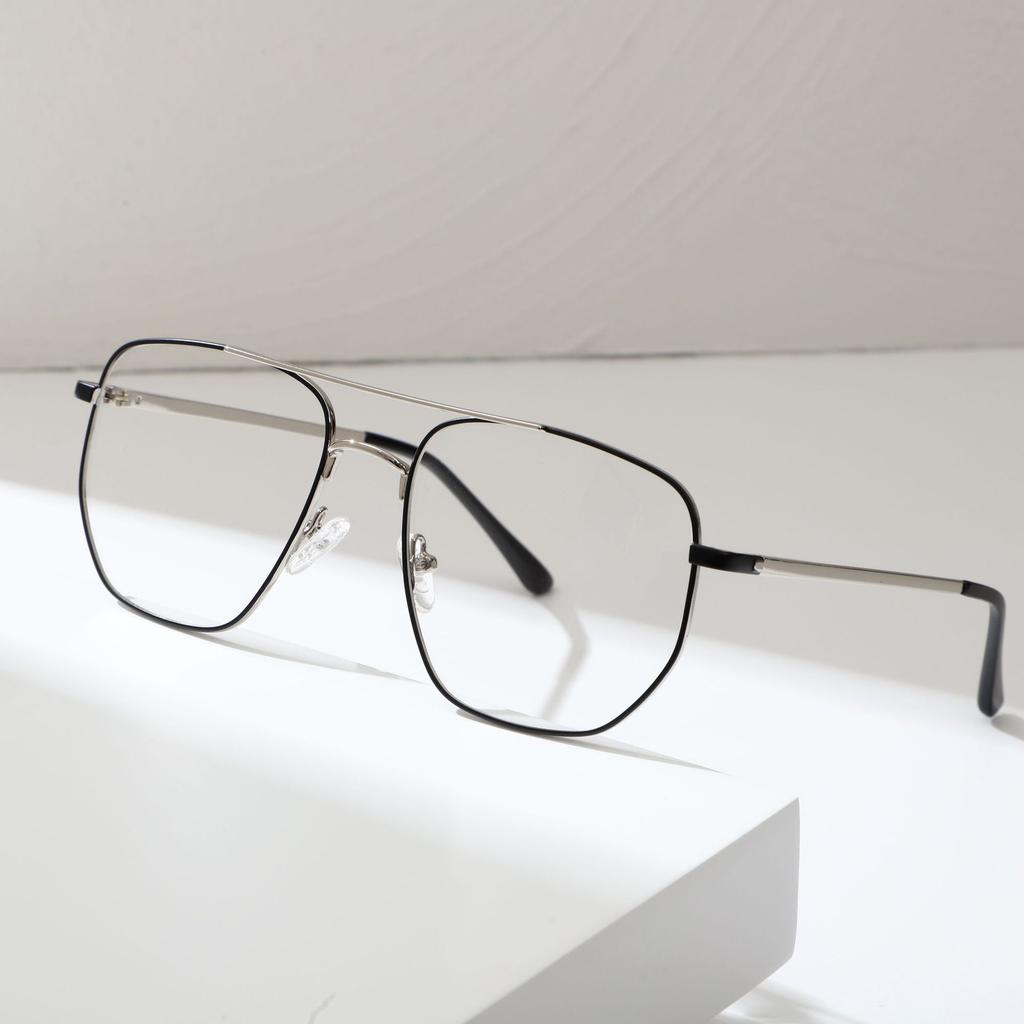 Очки Metal Trend Plain Face High Sense Мужские пилотные очки с двойным лучом для близорукости Оправа для очков в стиле ретро
