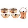 Сервировочный набор из стали и меди, включающий 1 ведро, 2 ханди, 2 кадаи, набор сервировочной и столовой посуды, набор из 5 предметов, в горошек