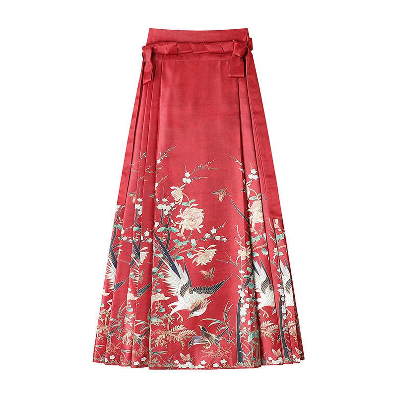 Весна/Лето 2025 Юбка с завышенной талией и эффектом похудения 'лошадиное лицо': Новый китайский национальный стиль Ханфу для женщин