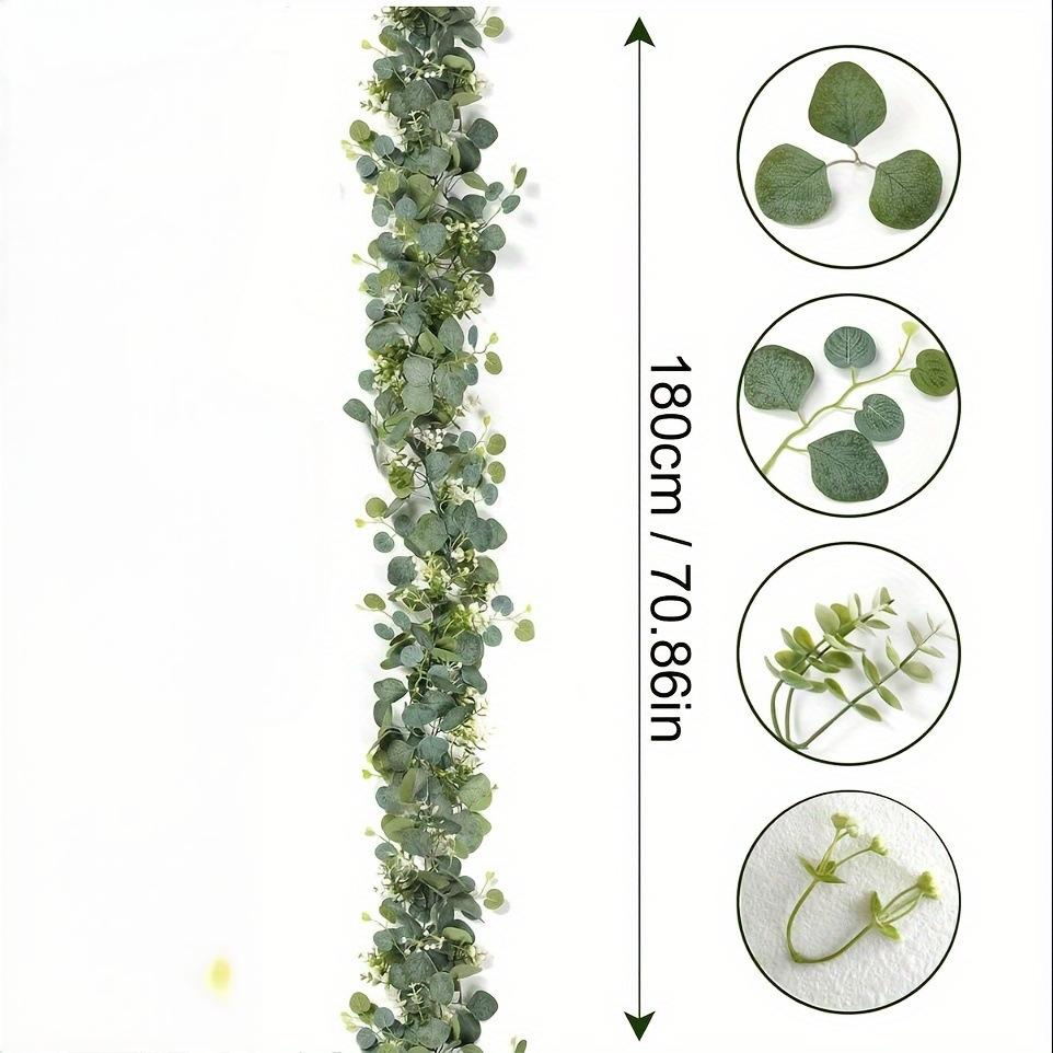 Искусственные листья эвкалипта, зелень, гирлянда, искусственное растение, весенние лианы с белыми цветами и ягодами для свадебного, домашнего, праздничного декора