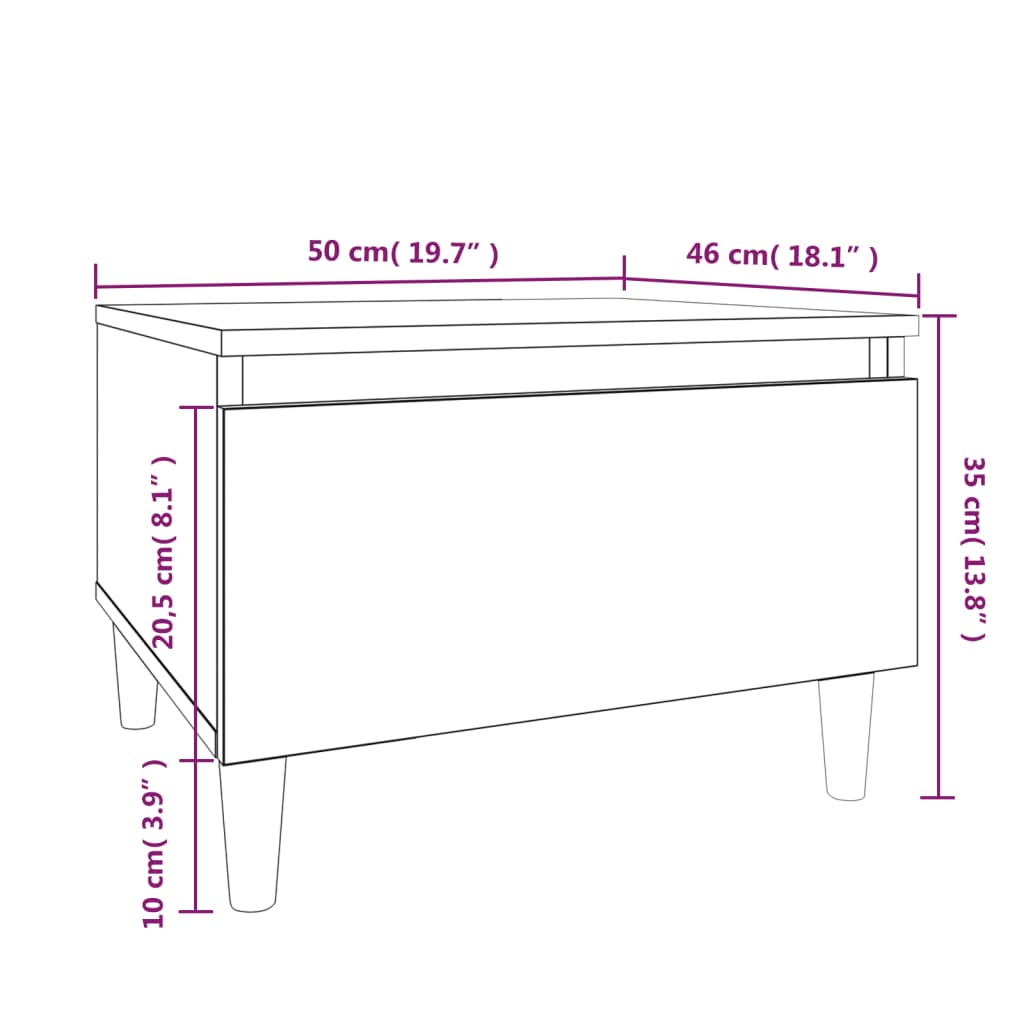 Side Table Brown Oak Effect 50 x 46 x 35 cm Wood Based Material