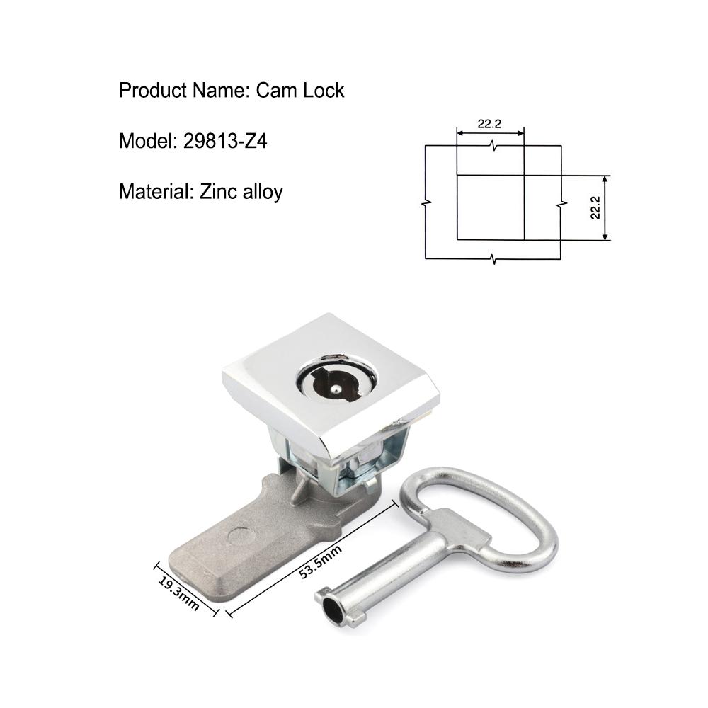 Aluminum Alloy / Zinc Alloy Square Cam Lock High Safety Key Operated Machinery Cabinet Electrical Box Industrial Boxes Quarter