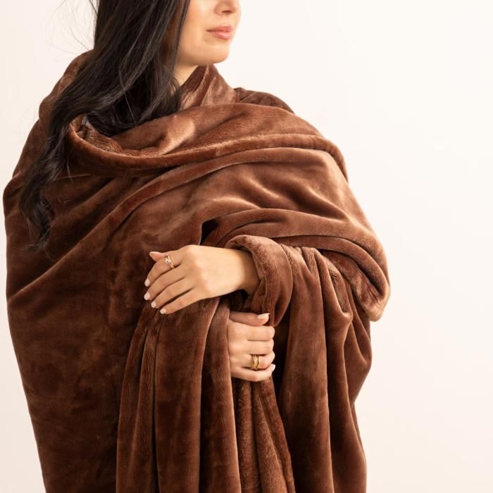 Couverture "Cuddly" 180 x 230 cm flanelle 550 g Atmosphera - Cuddly Marron