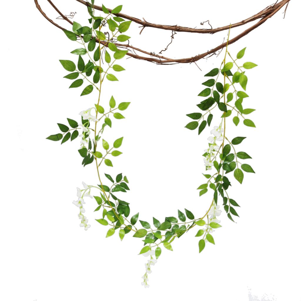 Hot 2M Wisteria Artificial Flower Vine Wreath Wedding Arch Decoration Fake Plant Leaf Rattan Trailing Fake Flower Ivy Wall