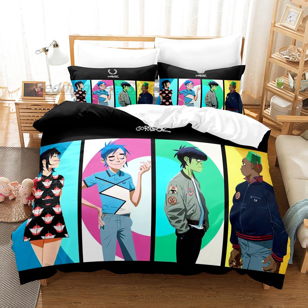 Постельное белье Gorillaz Комплект Односпальный Полуторный Двуспальный Кингсайз Комплект для кровати Взрослый Детский Спальня Пододеяльник Комплекты 3D Принт Gorillaz 2022