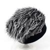 Natural Novelty Knit Fake Hair Hat Windproof Decorative Hat Beanie Wig Hat Fun Short Hair Caps