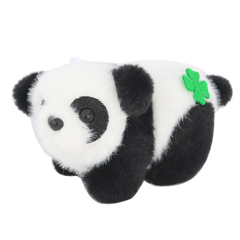 Adorable Plush Panda Keychain With Clover Charm For Girls Cute Backpack Decoration
