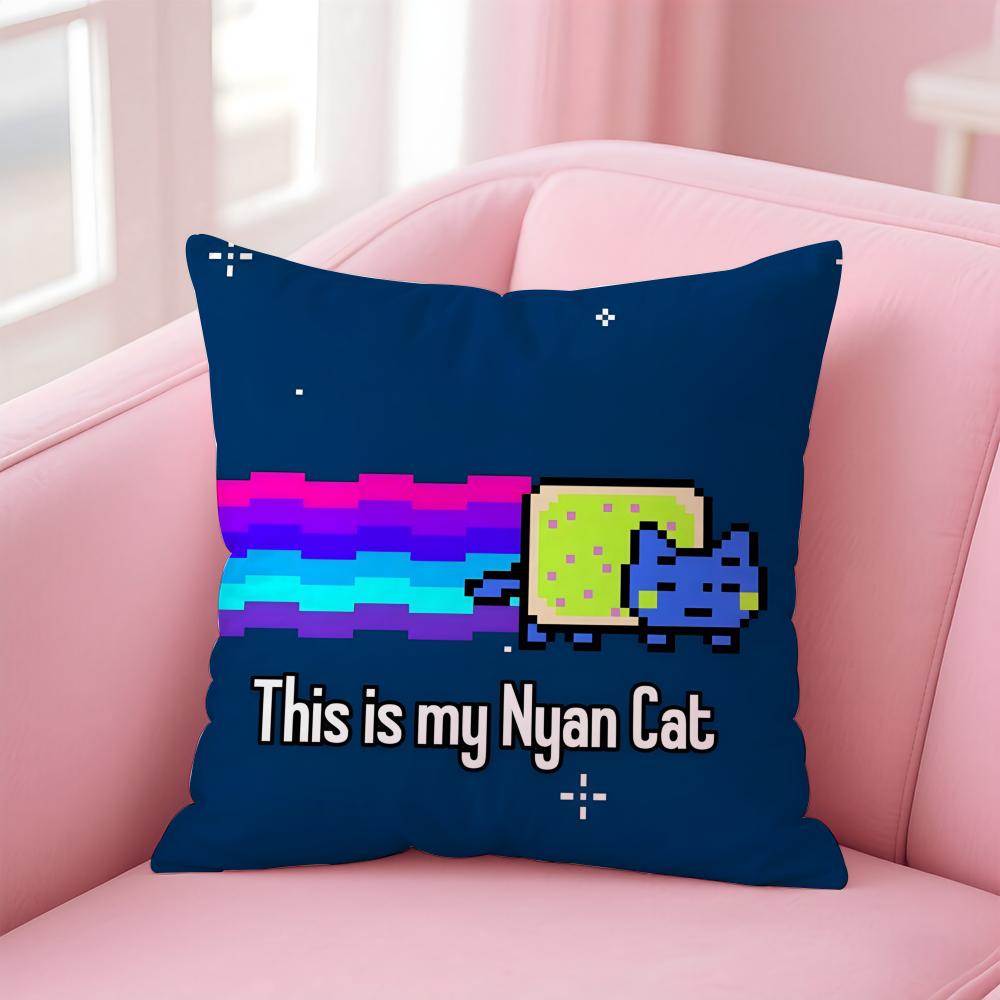 Наволочка для подушки Nyan Cat, для дома и автомобиля, многоцелевая, двусторонняя, мягкая и прочная, для повседневного использования