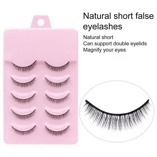 Yousheng 5 пар накладных ресниц, натуральные, идеально подходящие, искусственное волокно, крестообразные, короткие, для макияжа, накладные ресницы для примерочной