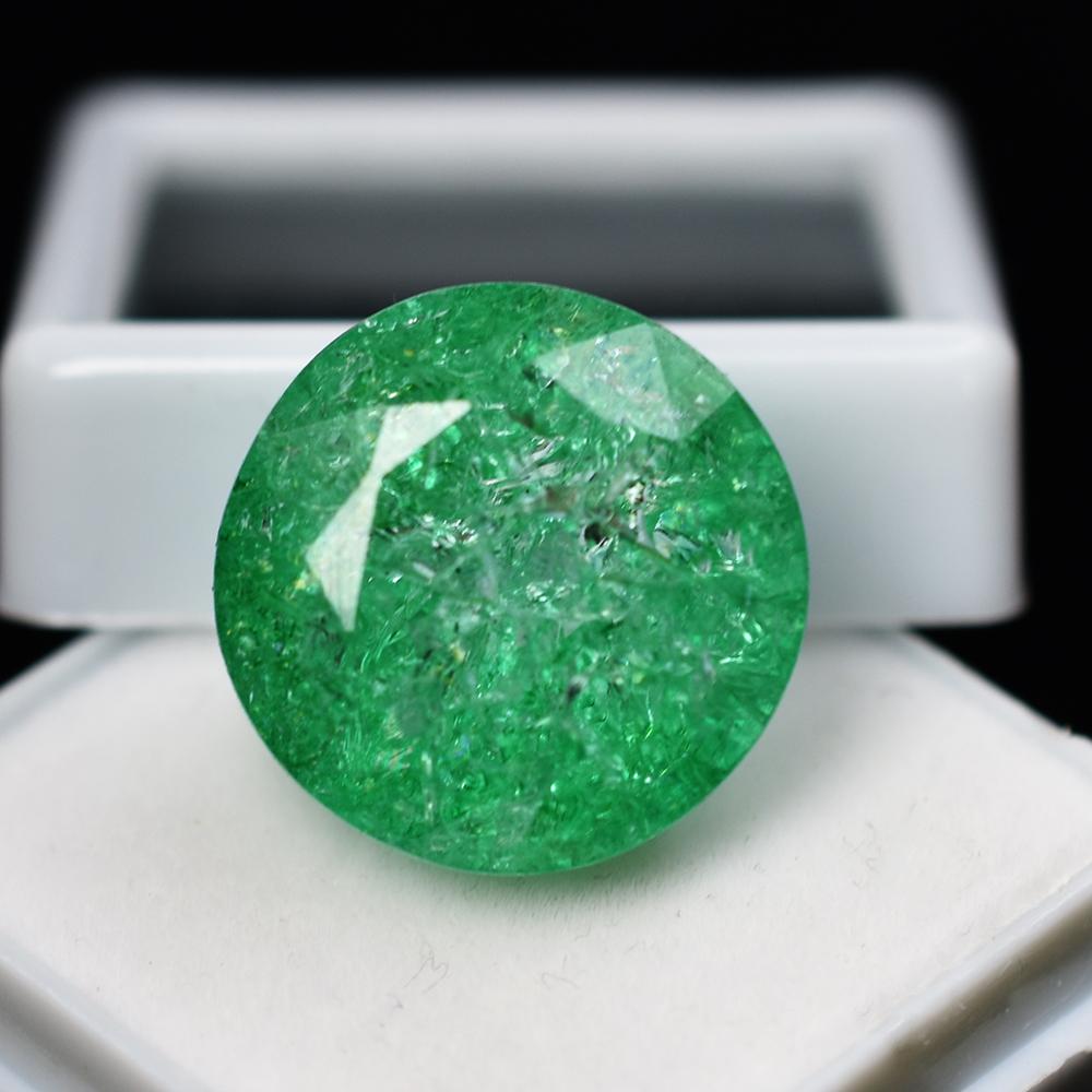 24.85 Ct Round Cut Natural Certified Green Emerald Loose Gemstone