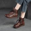 Women Shoes Summer Sandals Genuine Leather Round Toe Lace-up Handmade Retro Breathable Hollow-out Boots