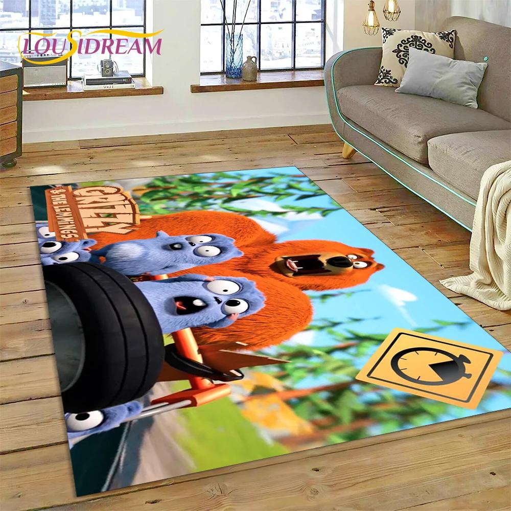 Cartoon Grizzy and The Lemmings Rug Carpet for Living Room Bedroom Home Decor,Floor Mat Non-slip Decoration for Sofa Doormat Kid