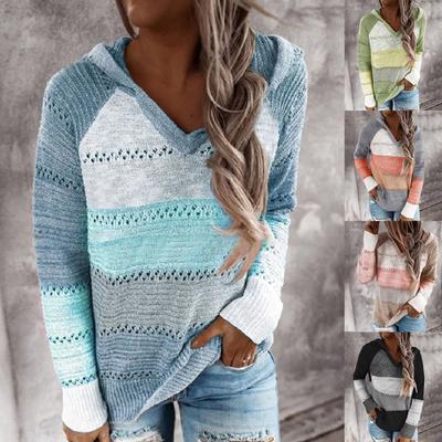 Женские легкие свитера с капюшоном с цветными блоками, толстовки, пуловеры, толстовки