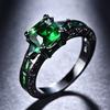 1 шт. черный, золотой цвет, огранка принцессы, зеленый камень, CZ, кольца в виде когтей, обручальное кольцо, ювелирные изделия, подарки на день Святого Валентина