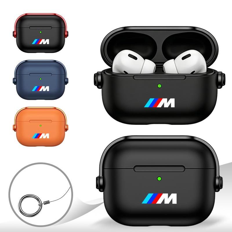 For BMW M Power M3 M4 M5 M6 M7 M8 360° Adjustable Wireless Bluetooth Earphone Case Air pods 1/2/3/4 Pro2 Soft Cover Key Case