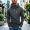 Casual Lightweight Outerwear Men Zip-up Hoodie, Athletic Hooded Jacket, Long Sleeve Sweatshirt Versatile Exercise Sports Jacket with Zippered Pockets