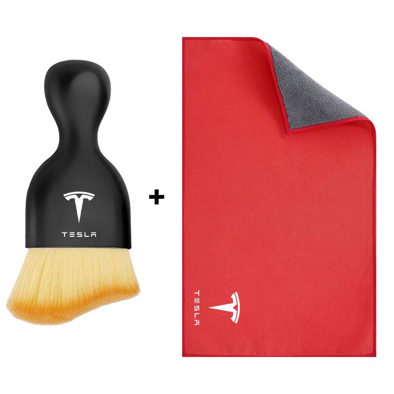 guhzk4 For Tesla Model 3 Y S X 2021 2022 Suede Clean Leather Cloth Car Washing Cleaning Tool Air Conditioner Outlet Cleaning Soft Brush