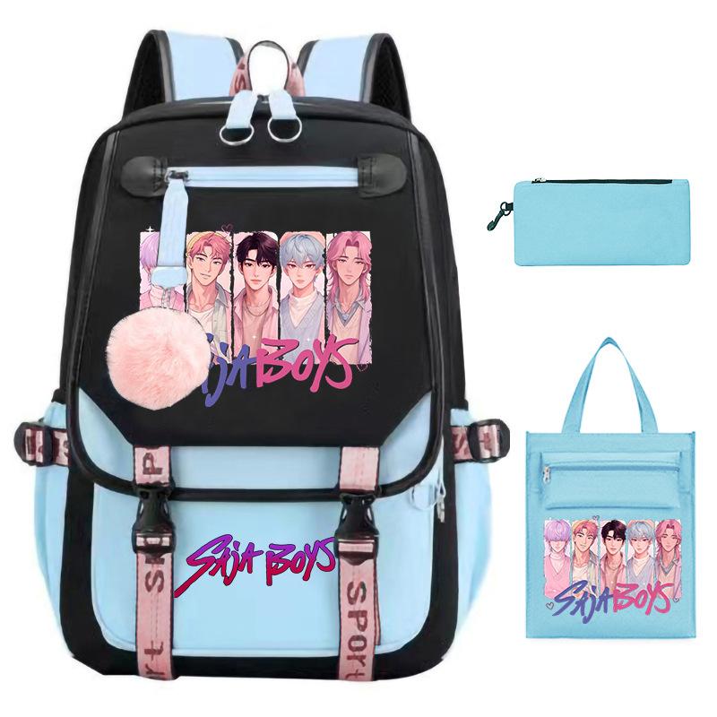 K-Pop Anime Cartoon Printed Student Casual Backpack Trend Tote Bag Pencil Case Set