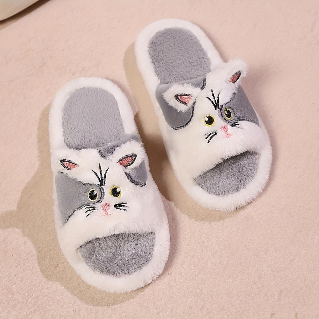 Women's Faux Fur Open-Toe Slippers, Lightweight and Portable Unisex Slip-Ons for All Seasons