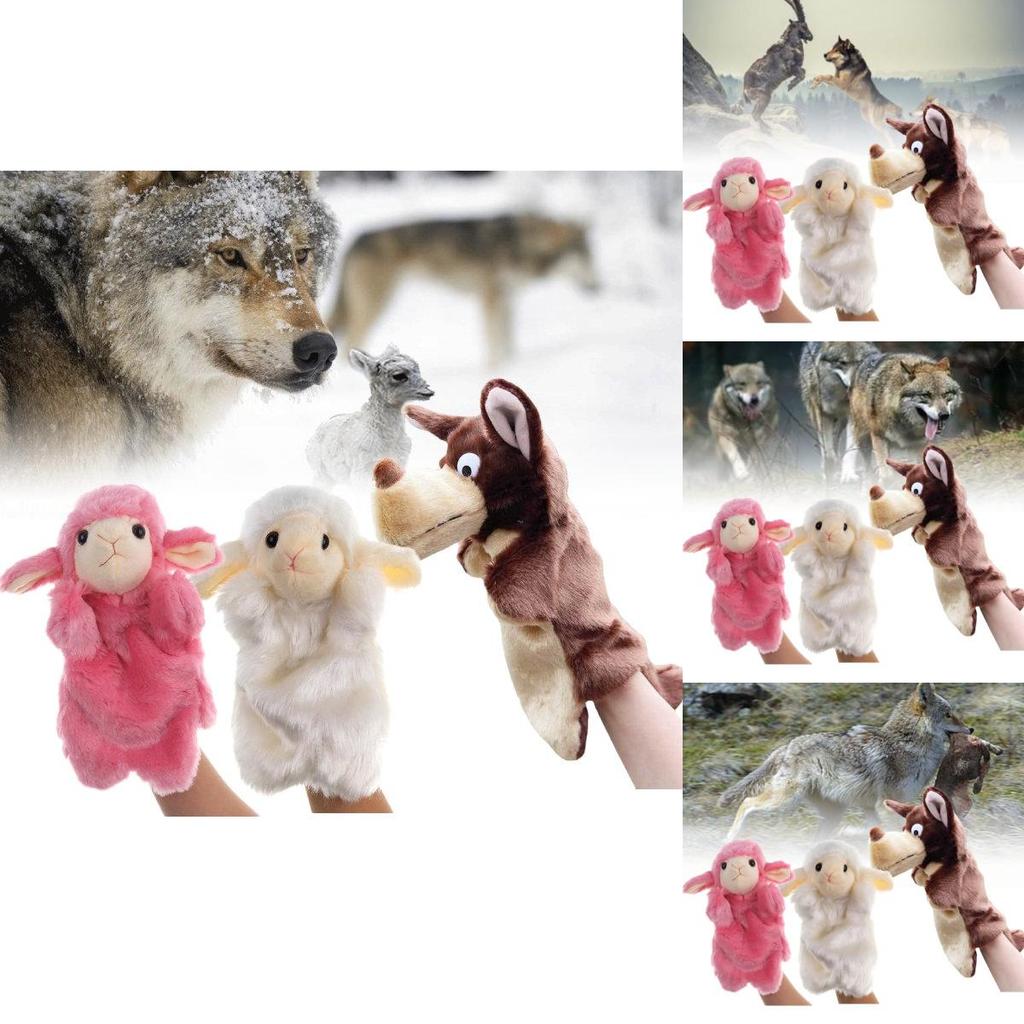 Charming Cartoon White Sheep And Big Bad Wolf Play Puppet Hat For Toddler Imagination