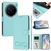 Happy Heart Pattern Magnetic Closure Vegan Leather Phone Case With Wrist Strap For vivo X200 FE