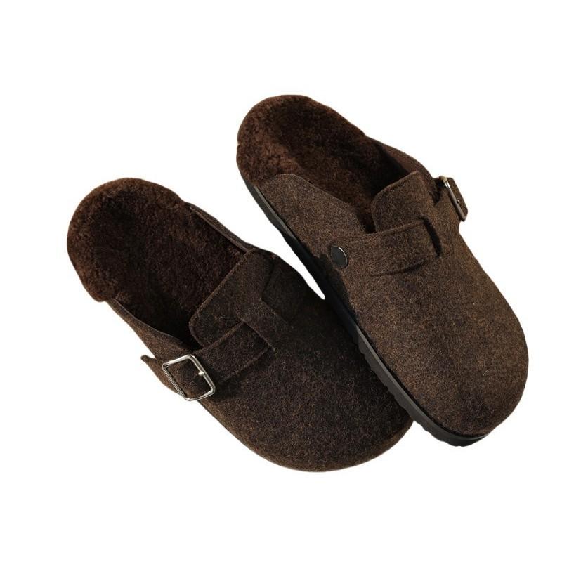 Туфли-мешки и полутапочки на толстой подошве для женщин, которые можно носить осенью 2024 года, новые ленивые туфли из хлопка в стиле ретро Mao Mao Boken с одной педалью