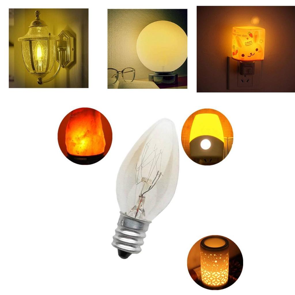 Серебряная лампочка E14 220v 10w C7 с острым кончиком, маленький винт, лампа для соляной лампы, аромалампы, ночник, лампа накаливания