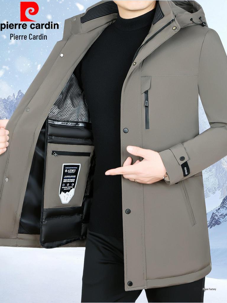 Мужская зимняя куртка Pierre Cardin 2025 с отстегивающейся подкладкой, на гусином пуху - Толстая, теплая, средней длины