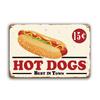 Hot Dog Fresh Hamburgers Metal Signs BBQ Vintage Posters Home Kitchen Wall Decor Iron Plate Painting Fast Food Shop Plaques