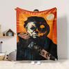 1Pc Halloween Horror Poster Flannel Blanket, Soft And Comfortable, Casual Warm, Camping Travel, Christmas, Halloween Xmas Gift L132